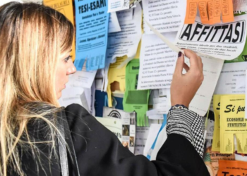 Ragazza guarda gli annunci per gli affitti