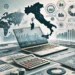 Immagine professionale di gestione del credito in Italia con documenti finanziari, grafici e mappa dell’Italia sullo sfondo