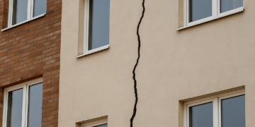 Crepa su facciata di edificio residenziale – esempio di vizio dell'immobile