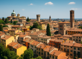 Vista panoramica di una città media italiana, esempio del trend immobiliare 2025