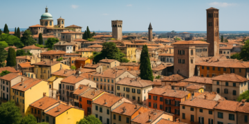 Vista panoramica di una città media italiana, esempio del trend immobiliare 2025