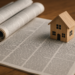 Modellino di casa in legno su giornale, simbolo di rassegna stampa notizie immobiliari.