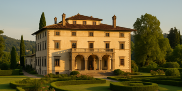 Elegante villa storica italiana con giardino all’italiana, esempio di immobili di lusso in Italia