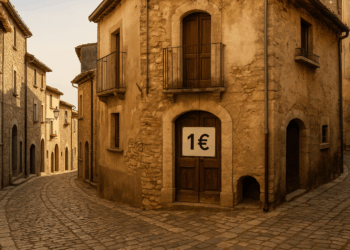 Casa in vendita a 1 euro in un borgo storico italiano con strada in ciottoli e architettura tradizionale