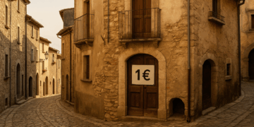 Casa in vendita a 1 euro in un borgo storico italiano con strada in ciottoli e architettura tradizionale
