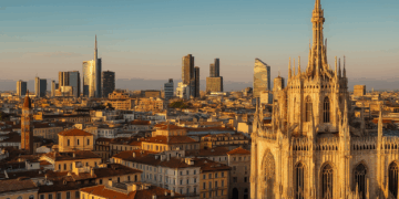 Comprare casa a Milano: panorama al tramonto con Duomo e skyline moderno di CityLife e Porta Nuova